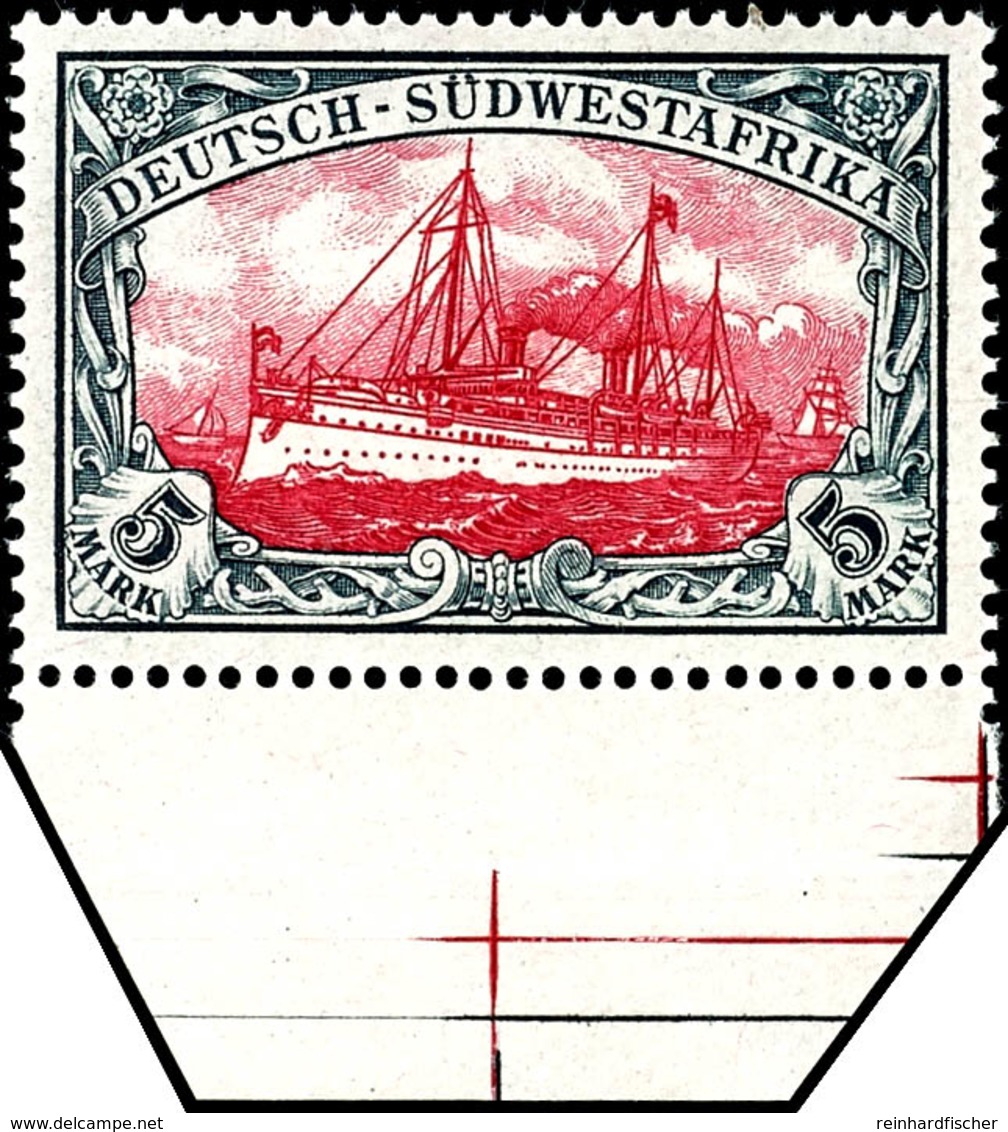 3602 5 M. Kaiseryacht Mit Unterrand, Tadellos Postfrisch, Luxus, Gepr. Bothe BPP, Mi. 500.-, Katalog: 23 ** - Deutsch-Südwestafrika