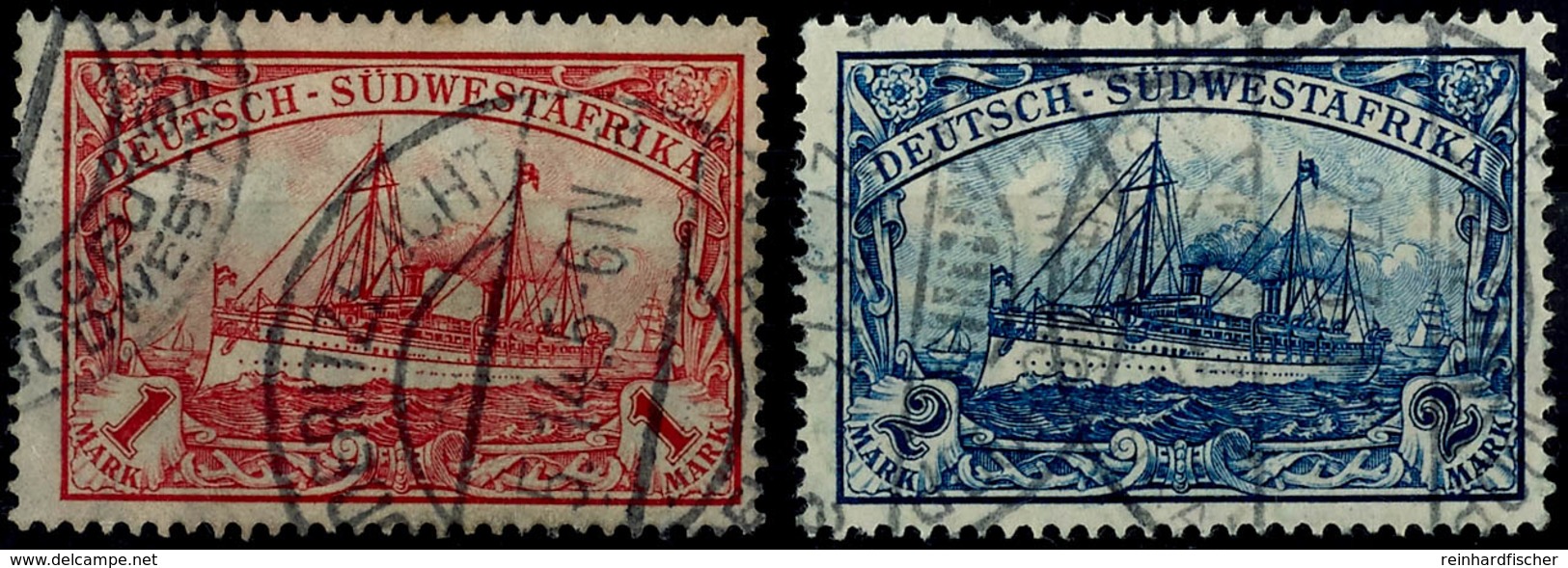 3605 1 Und 2 Mark Mit Wasserzeichen Je Tadellos Gestempelt, Mi. 190,--, Katalog: 29A+30A O - German South West Africa