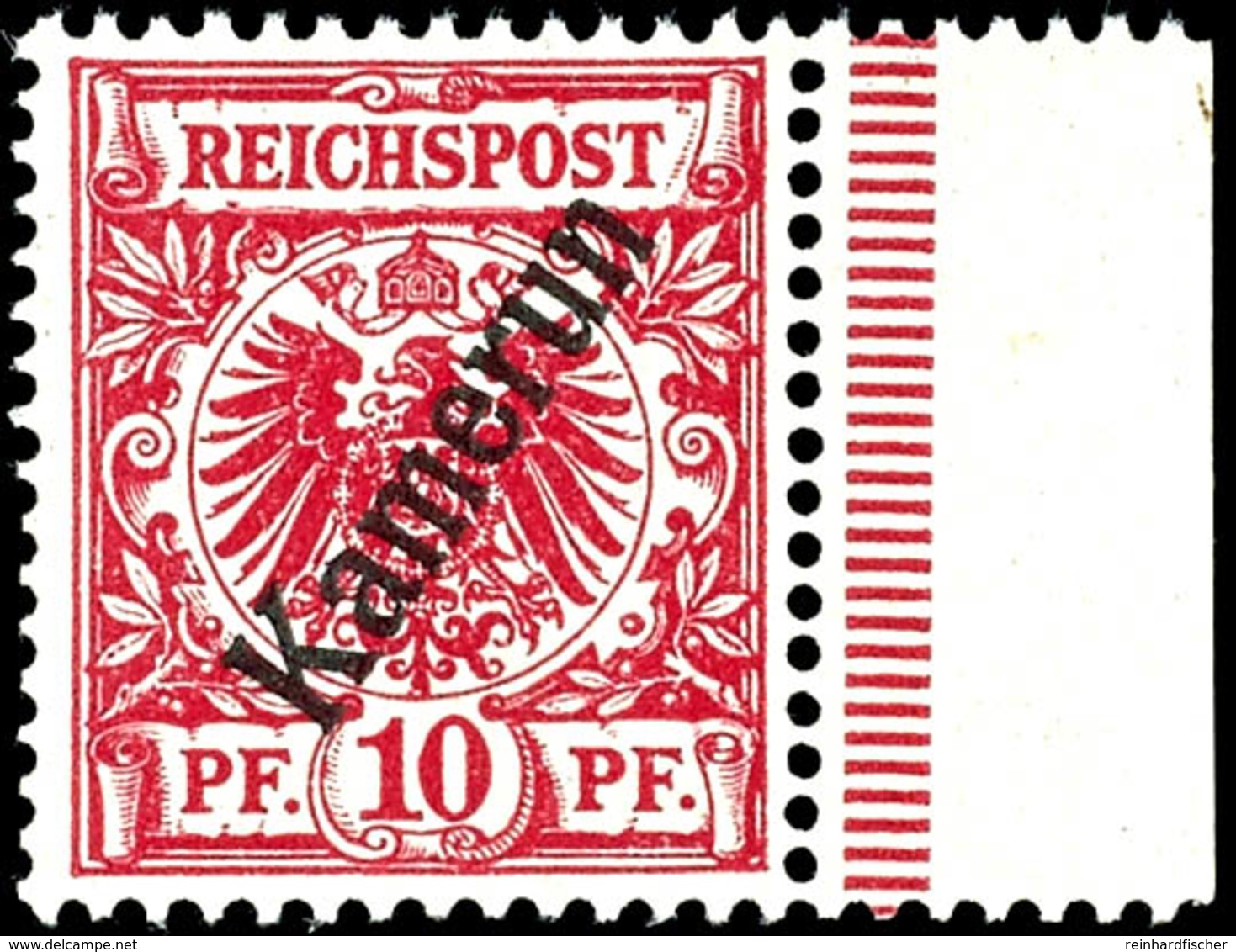 3619 10 Pf Lilarot, UV Hellzinnober, Tadellos Postfrisch Vom Rechten Bogenrand, Fotoattest Jäschke-Lantelme BPP (für Ehe - Kamerun