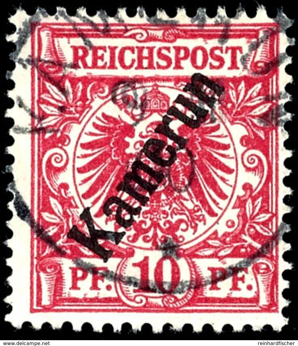 3620 10 Pf. Lilarot, Tadellos, Gest., Fotobefund Jäschke-Lanthelme BPP, Mi. 280.-, Katalog: 3d O - Kamerun