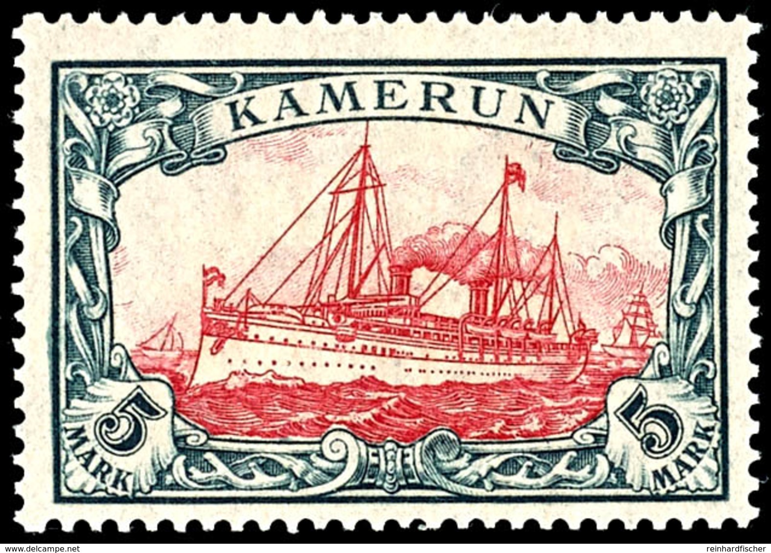 3632 5 Mark Kaiseryacht Mit Wasserzeichen, Kriegsdruck Mit Zähnung 25:17, Luxus Postfrisch, Unsigniert, Michel 120,- Unt - Kamerun