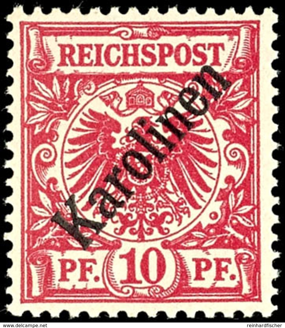 3643 10 Pfg Krone/Adler Diagonalaufdruck, Tadellos Postfrisch, Kabinett, Gepr. Bothe BPP, Mi. 200.-, Katalog: 3I ** - Karolinen