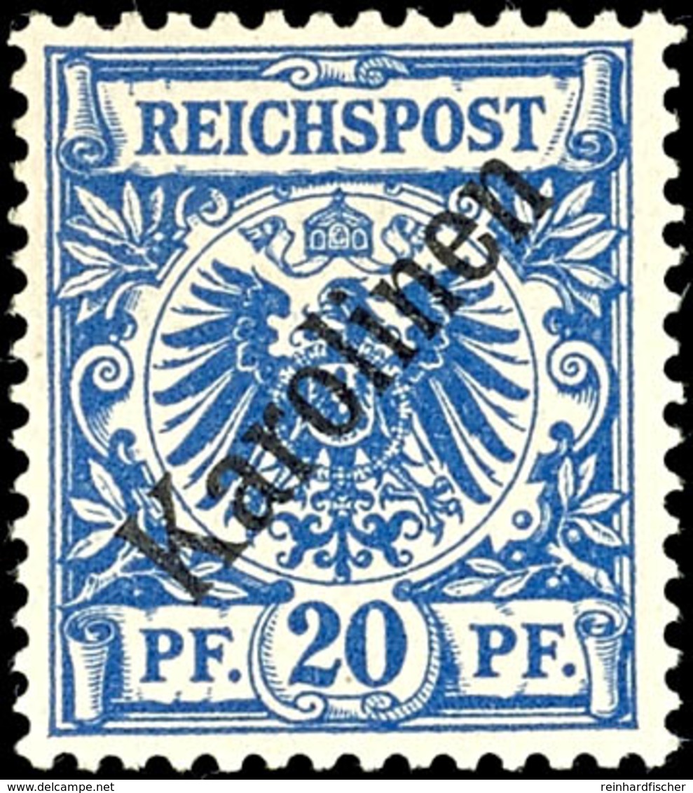 3646 20 Pfg Krone/Adler Diagonalaufdruck, Tadellos Postfrisch, Kabinett, Gepr. Bothe BPP, Mi. 200.-, Katalog: 4I ** - Karolinen