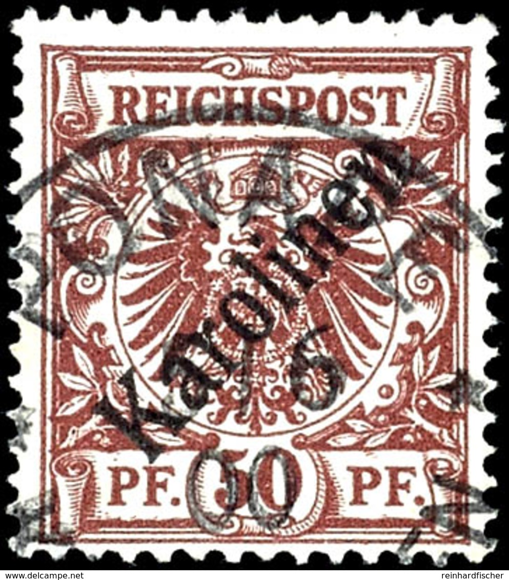 3650 50 Pf Diagonalaufdruck Tadellos Zentrich Gestempelt "PONAPE 5/6 00" Dopp. Tiefst Gepr. Bothe BPP, Mi. 1800,--, Kata - Carolinen