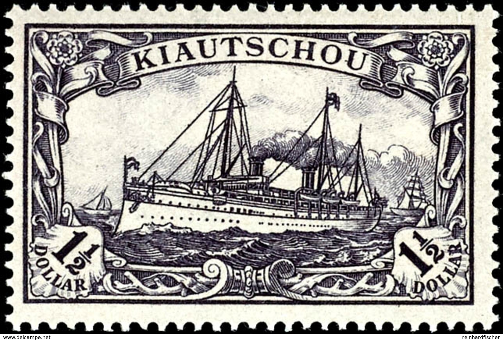 3679 1 1/2 Dollar Kaiseryacht Ohne Wasserzeichen Tadellos Ungebraucht Mit Vollem Originalgummi Und Leichten Falzspuren,  - Kiaochow