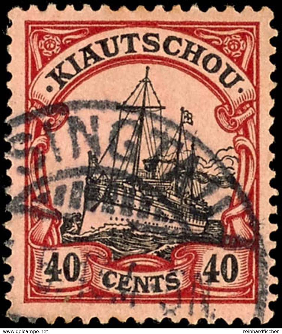 3682 40 Cents Kaiseryacht Gestempelt TSINGTAU KIAUTSCHOU C (ARGE + 20), Mi. 65,-, Katalog: 33 O - Kiautschou