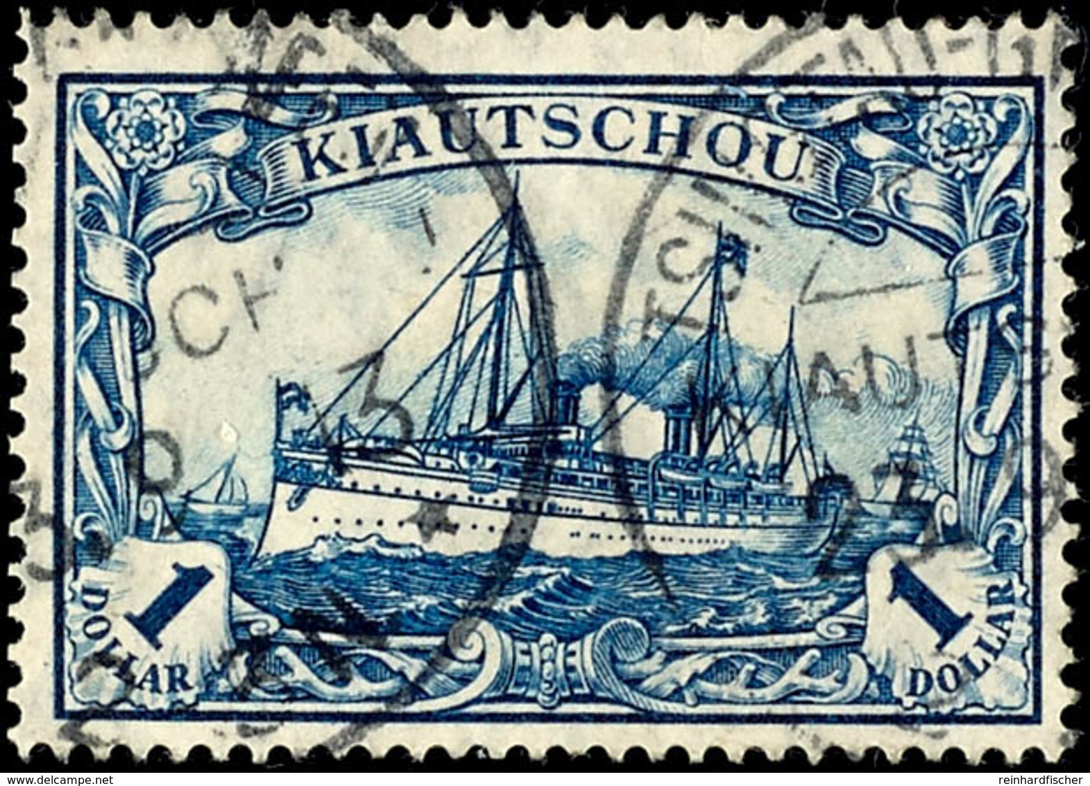 3683 1 Dollar Kaiseryacht Mit Wasserzeichen, Gestempelt TSINGT_x0001_U Gr. Hafen, Michel 100,- + 20 Für Den Stempel, Kat - Kiautschou