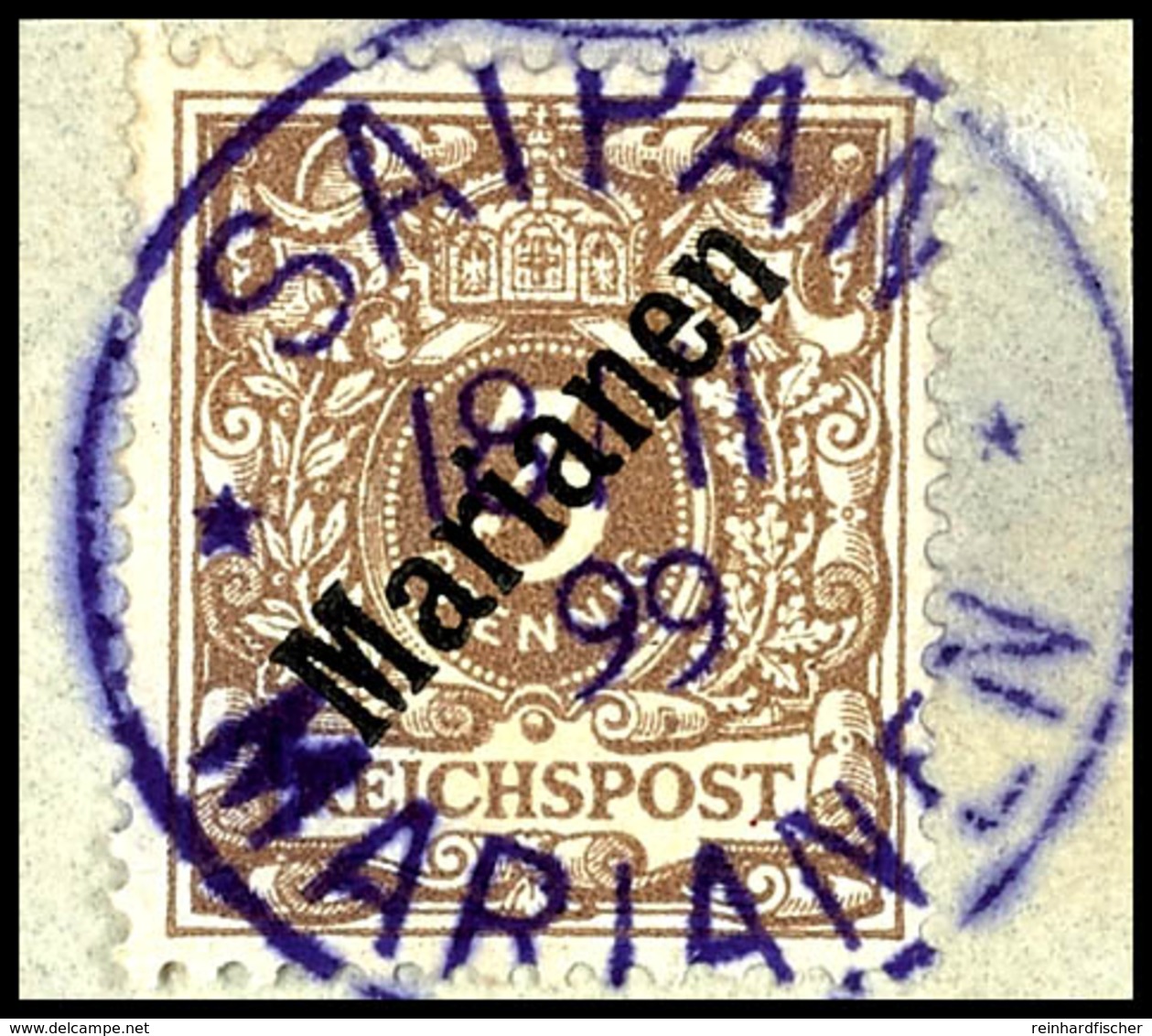 3692 3 Pf Diagonalaufdruck Tadellos Auf Briefstück Mit Violettem Stempel "SAIPAN 18/11 99" (Sorte I Nach Friedemann), Fo - Marianen