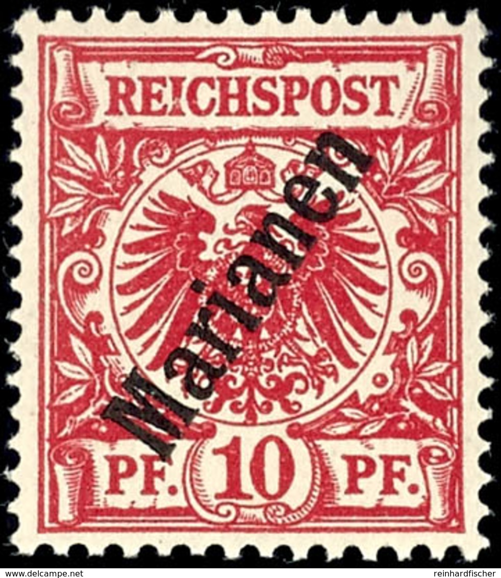 3695 10 Pfg Krone/Adler Schrägaufdruck Luxus Postfrisch,  Gepr. Bothe BPP, Mi. 55,-, Katalog: 3IIa ** - Marianen