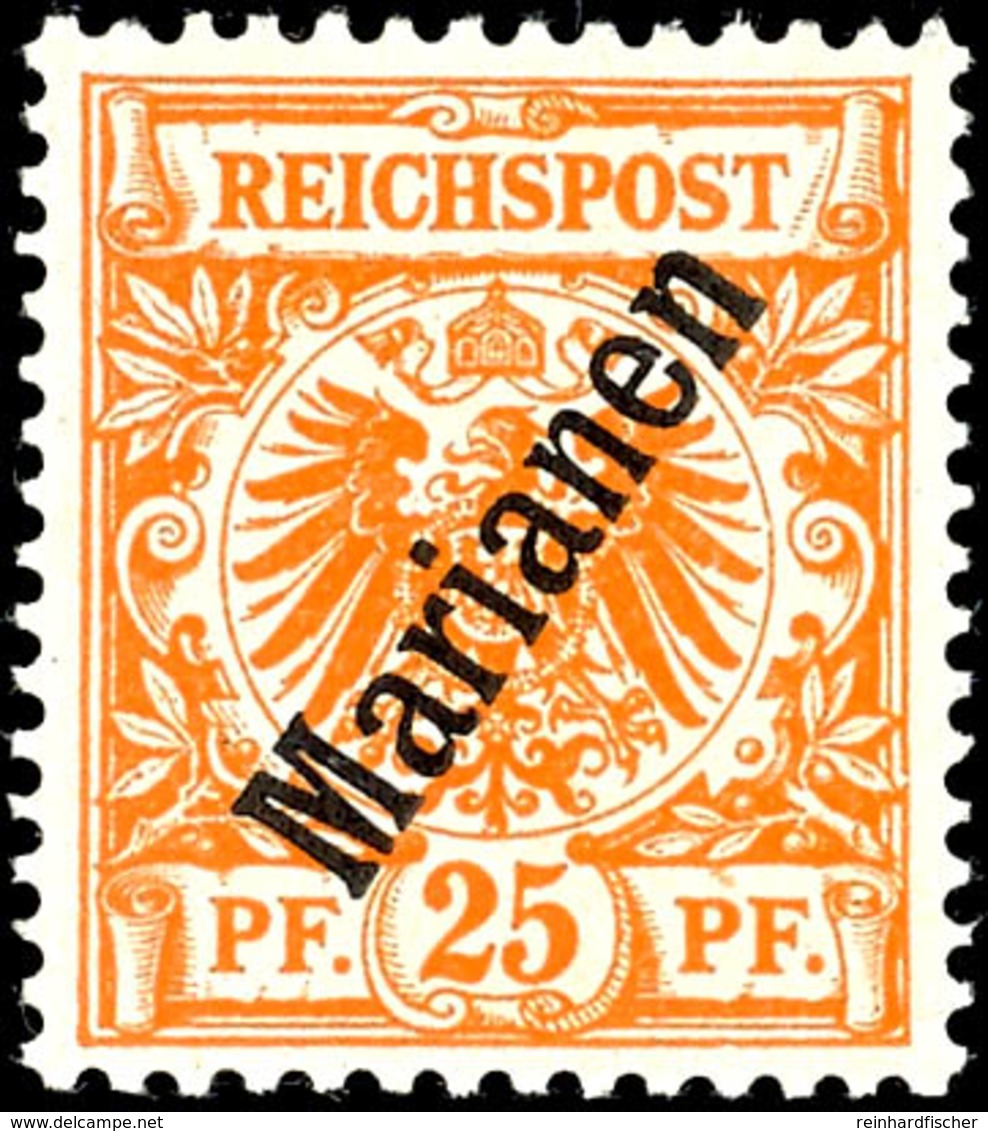 3702 25 Pfg Krone/Adler Schrägaufdruck, Luxus Postfrisch, Geprüft Dietrich, Mi. 220,-, Katalog: 5IIa ** - Mariana Islands