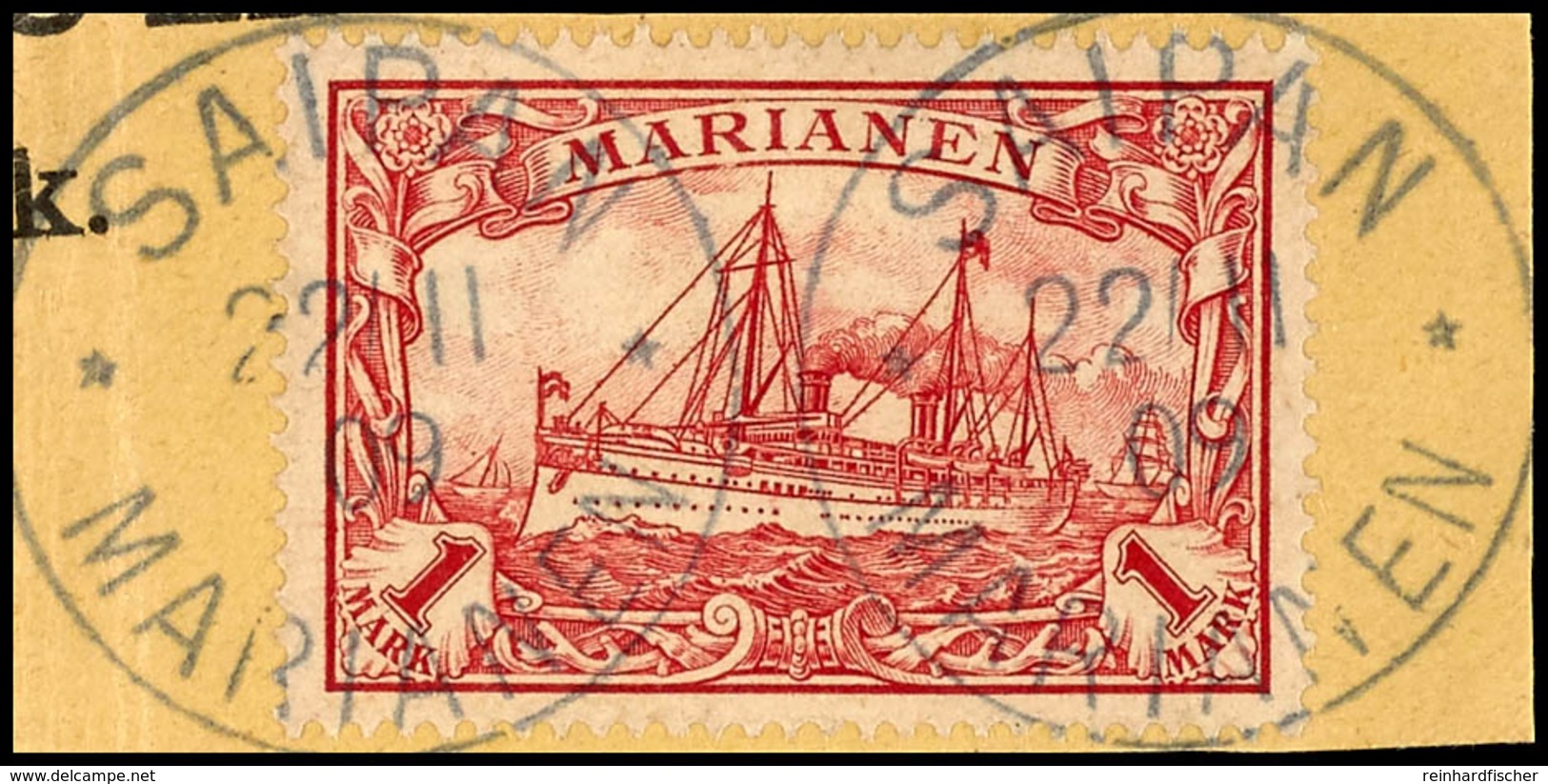 3706 1 Mark Kaiseryacht Gestempelt SAIPAN 22/11 09 Auf Schönem Briefstück, Mi. 85,-, Katalog: 16 BS - Mariana Islands
