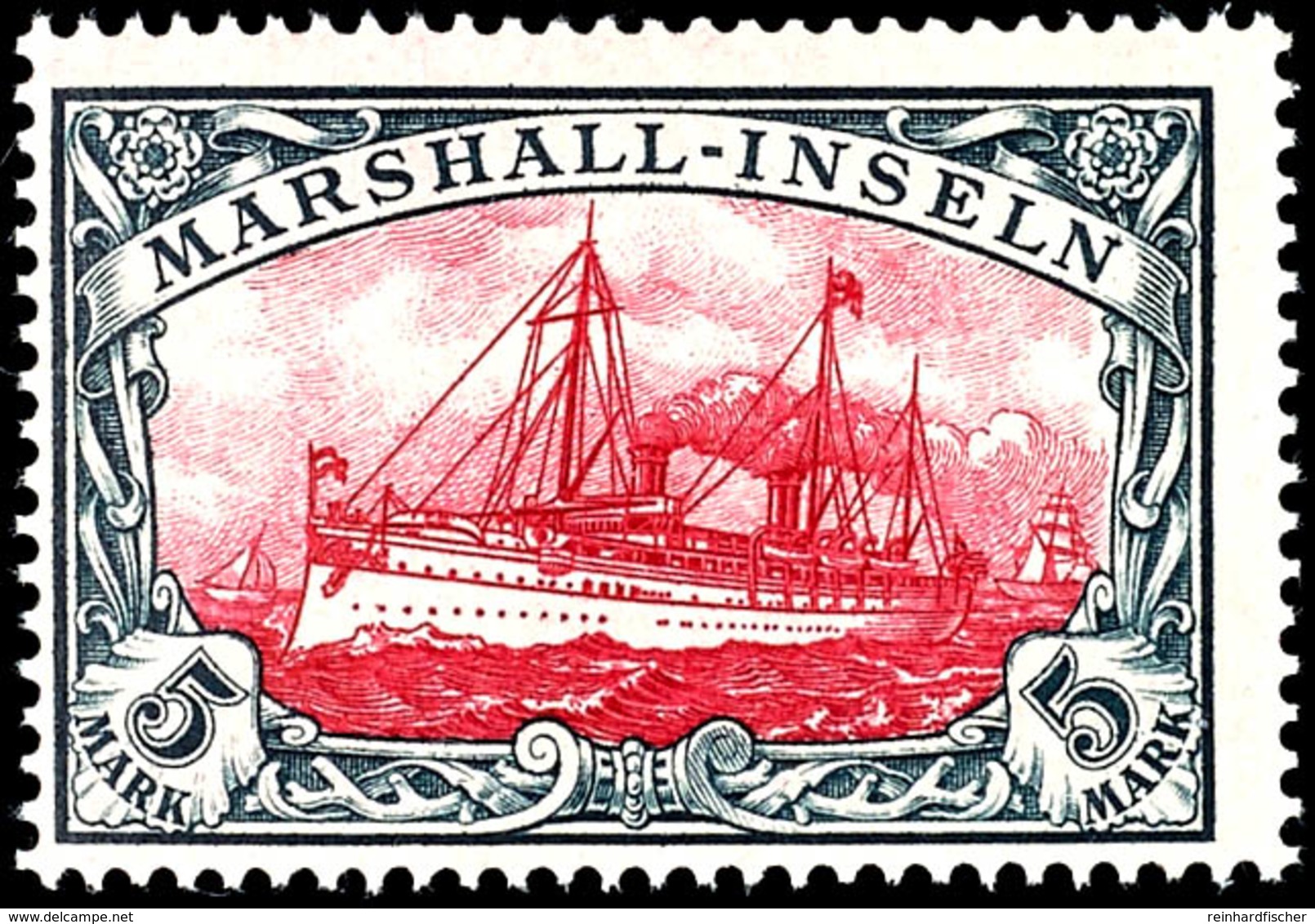 3734 5 Mark Kaiseryacht Ohne Wasserzeichen, Luxus Postfrisch, Unsigniert, Mi. 650,-, Katalog: 25 ** - Marshalleilanden