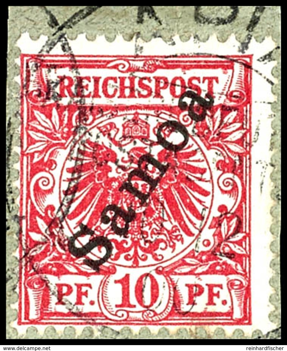 3745 10 Pf. Dunkelrosarot A. Tadellosem Briefstück, Fotobefund Jäschke-L. BPP, Mi. 250.-, Katalog: 3b BS - Samoa