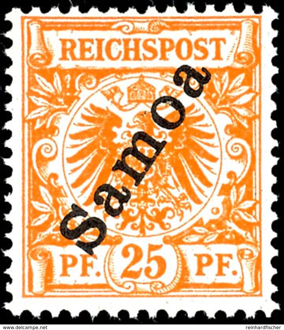 3748 25 Pfg Krone/Adler Dunkelorange, Luxus Postfrisch, Geprüft Steuer BPP, MI. 170,-, Katalog: 5b ** - Samoa