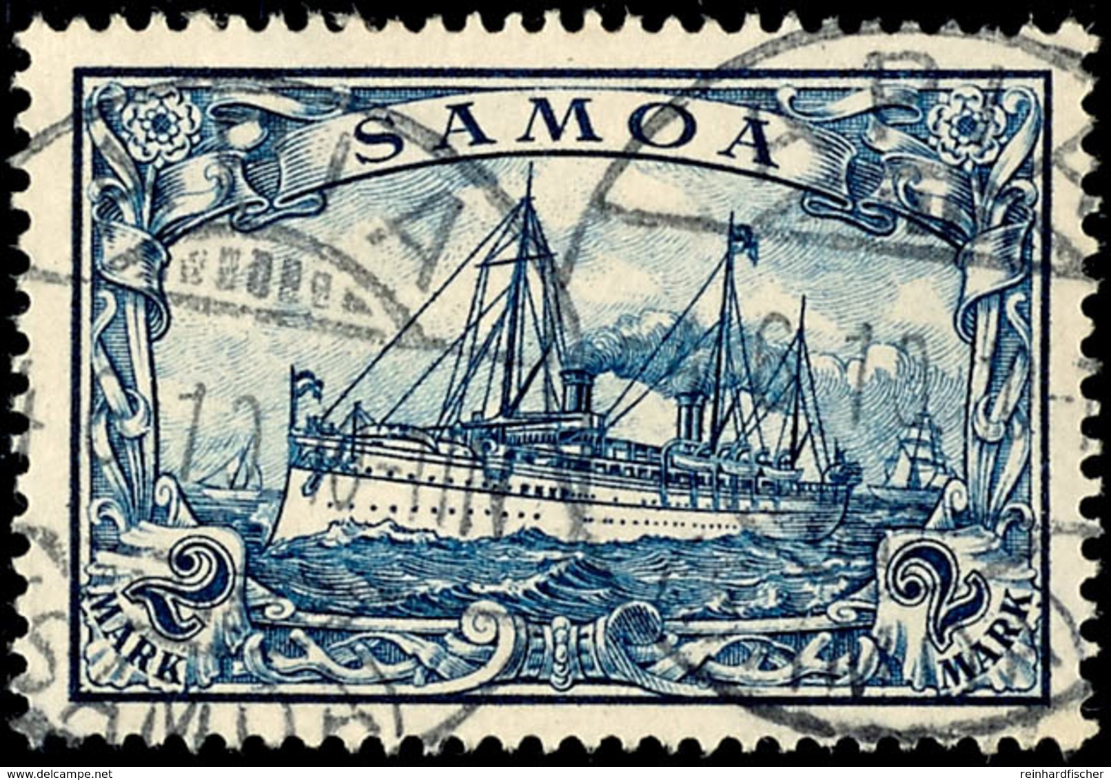 3753 2 Mark Kaiseryacht Gestempelt APIA, Mi. 120,-, Katalog: 17 O - Samoa