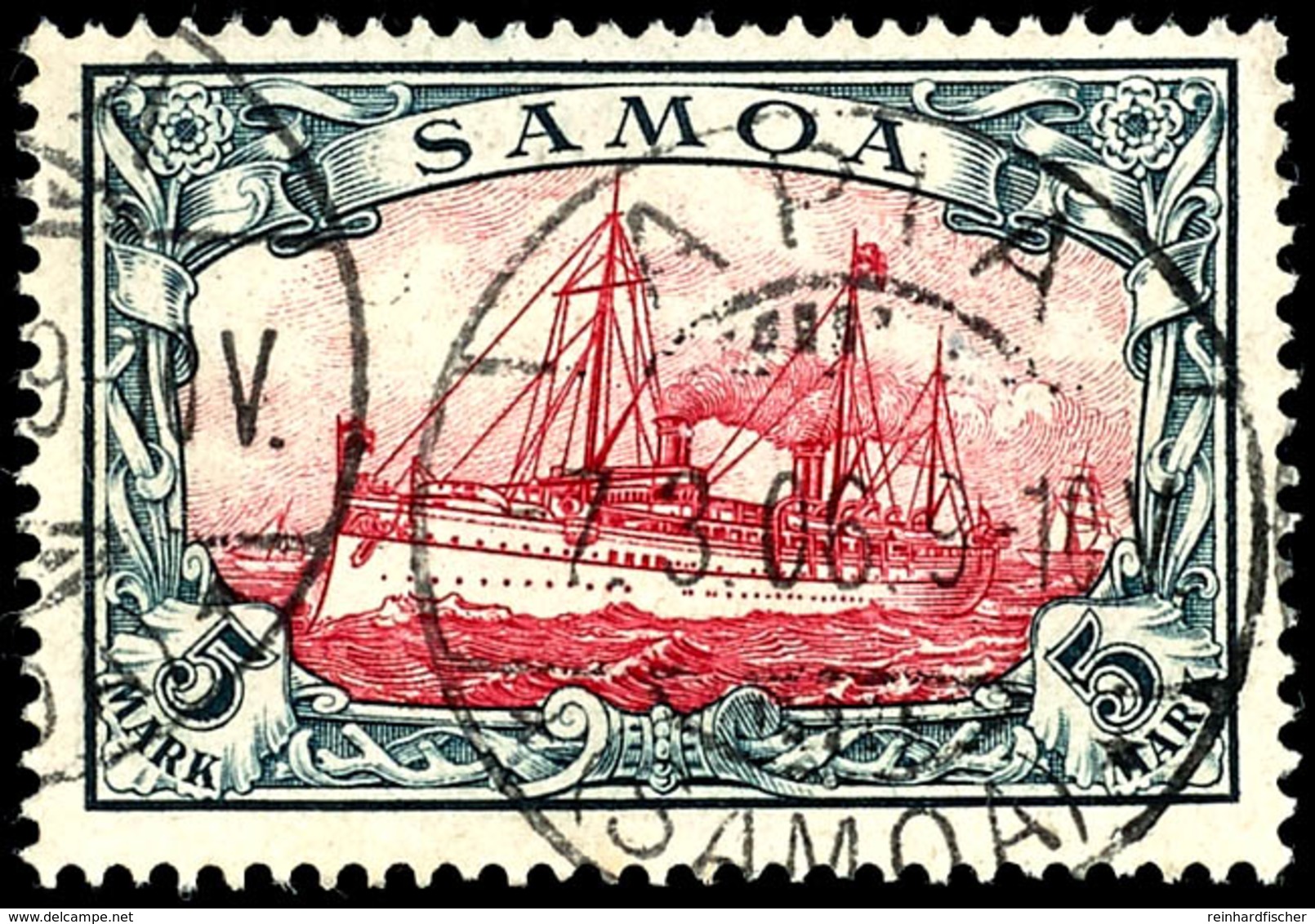 3754 5 Mark Kaiseryacht Gestempelt APIA 7 3 06 9-10, Mi. 600,-, Katalog: 19 O - Samoa
