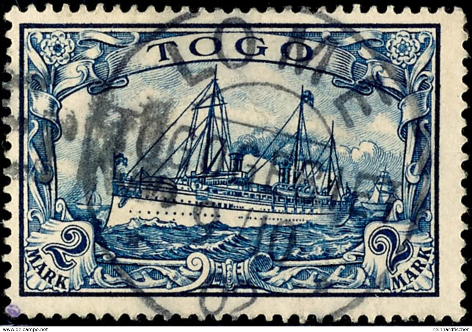 3773 2 Mark Kaiseryacht, Gestempelt LOME TOGOGEBIET 9/10 02, Mi. 100,-, Katalog: 17 O - Togo