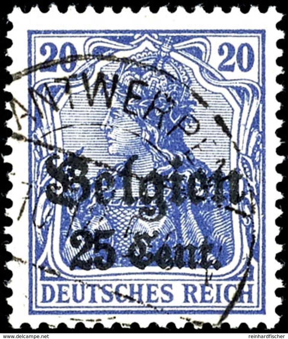 3799 25 C. Auf 20 Pfg. Dunkelviolettblau, Gestempelt, Signiert Hey BPP, Mi. Ohne Preis, Katalog: 18c O - Sonstige & Ohne Zuordnung