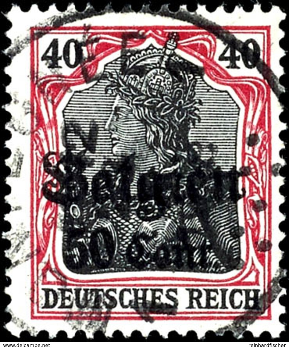 3800 50c. Auf 40 Pfg. Germania Lilarot / Schwarz, Zw 0,8, Sauber Gestempelt Sig. Hey BPP, Mi. 400.-, Katalog: 20bI O - Andere & Zonder Classificatie