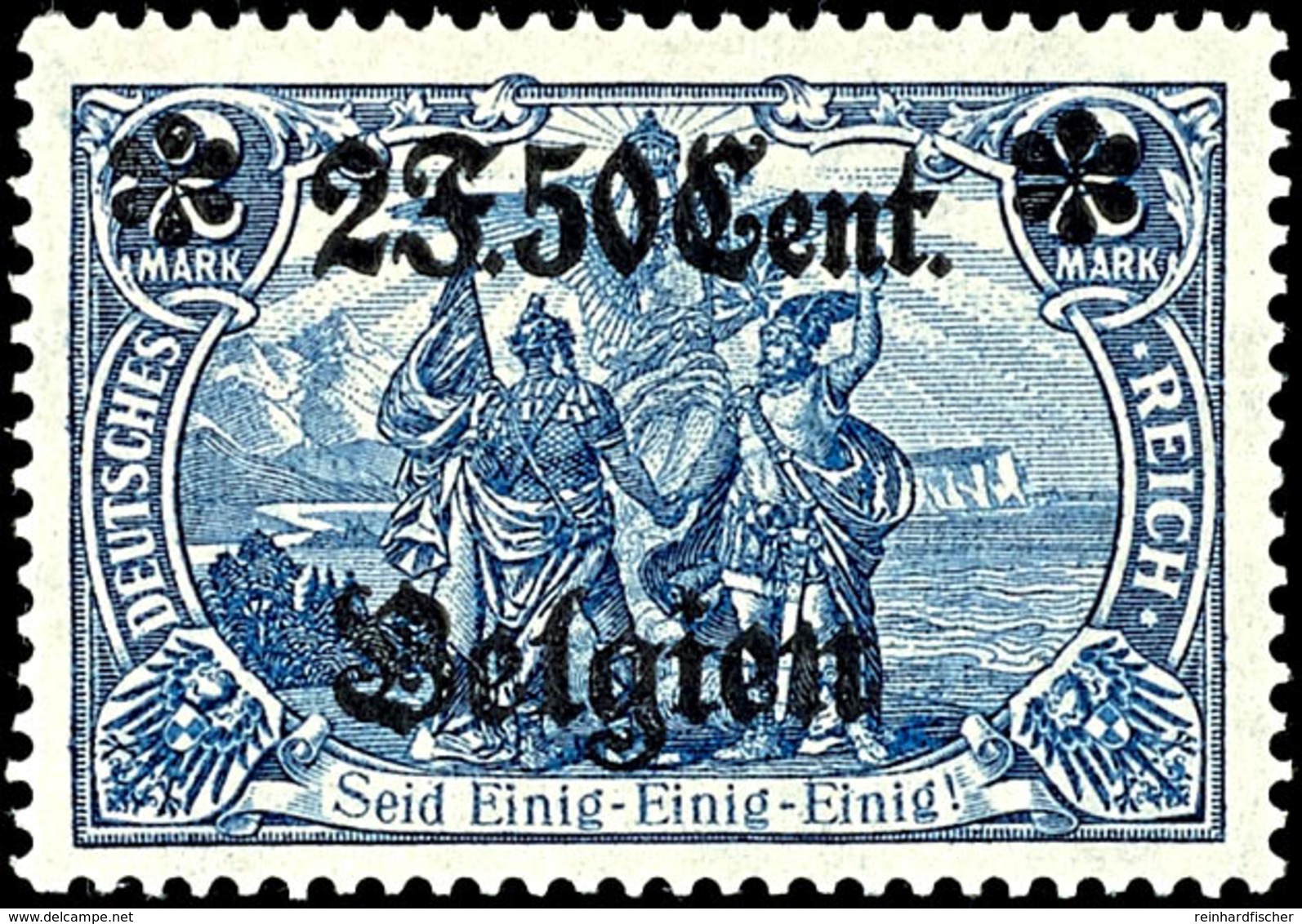 3803 2 F. 50 C. Auf 2 Mark Deutsches Reich, Aufdruck In Type I "B Unter 2 Stehend", Zähnung 25 : 17, Tadellos Postfrisch - Sonstige & Ohne Zuordnung