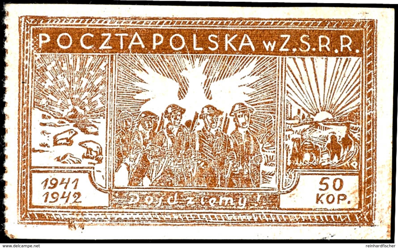 3834 Polnische Exiltruppen In Der UdSSR: 50 Kop. Freimarke, Postfrisch, Gepr. Jungjohann BPP, Seltene Marke!, Katalog: 1 - Sonstige & Ohne Zuordnung