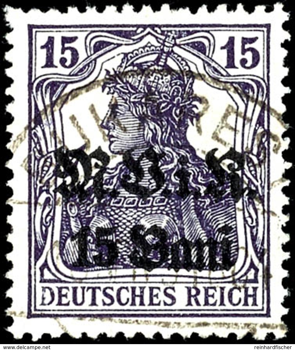 3844 15 Bani Auf 15 Pfg Germania In Der Seltenen Farbe Schwarzviolett, Tadellos Gestempelt "Bukarest", Fotobefund Wasels - Rumänien