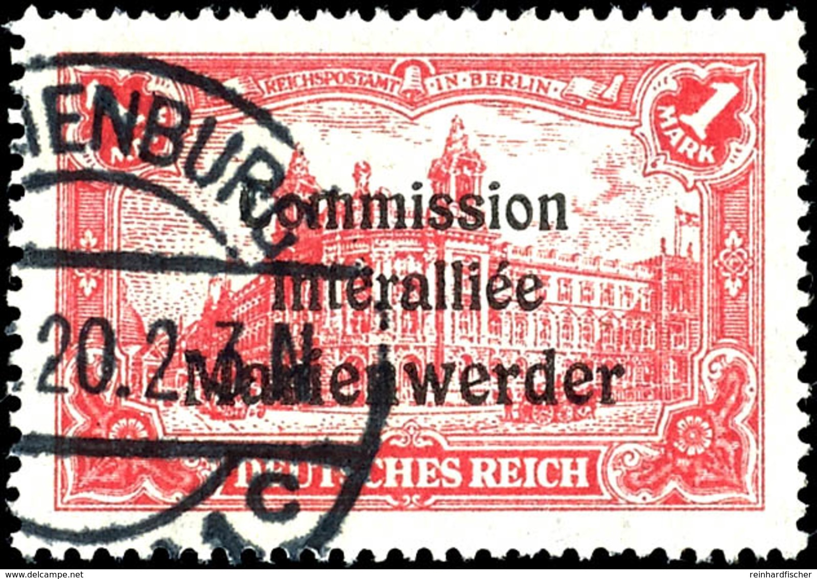 3868 1 Mark Mit Plattenfehler "rechte Rosette Links Beschädigt", Gestempelt, Tadellos, Signiert Klein BPP, Mi. 150.-, Ka - Andere & Zonder Classificatie