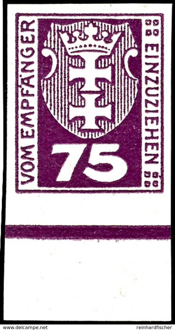 4017 75 Pfg Portomarke, Ungezähnt, Tadellos Postfrisch, Unsigniert, Mi. 120.-, Katalog: 5U ** - Sonstige & Ohne Zuordnung