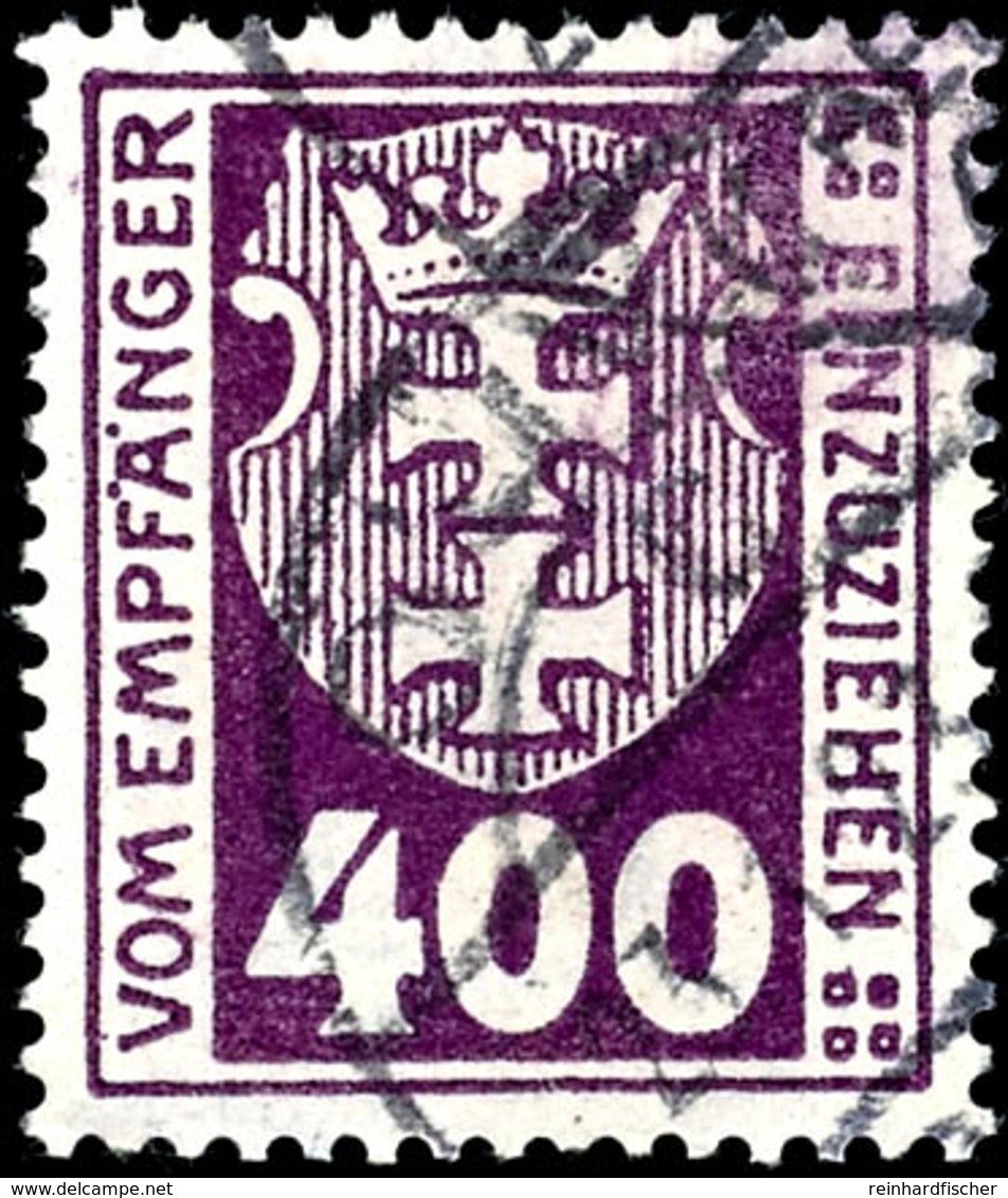 4023 400 Pfennig Portomarke, Wz. 3Y (liegende Maschen), Zeitgerecht Entwertet "Oliva C 23.1.23", Tadellos Erhalten, Echt - Andere & Zonder Classificatie