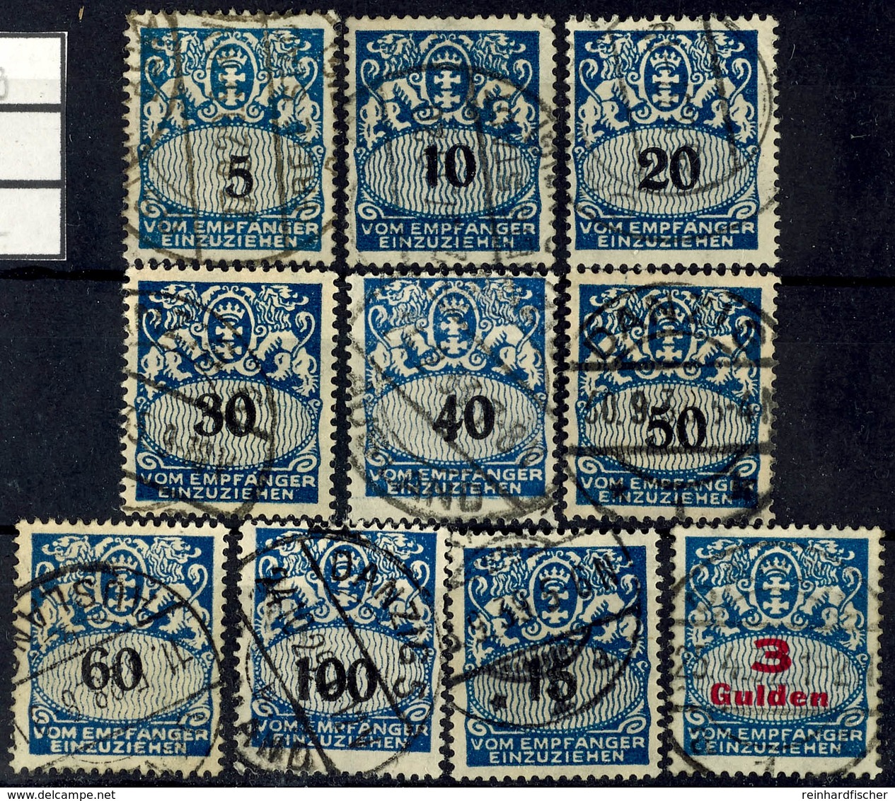 4029 5 Pf. - 3 Gld. Porto Kpl., Gest., Mi. 110.-, Katalog: 30/39 Oo - Sonstige & Ohne Zuordnung