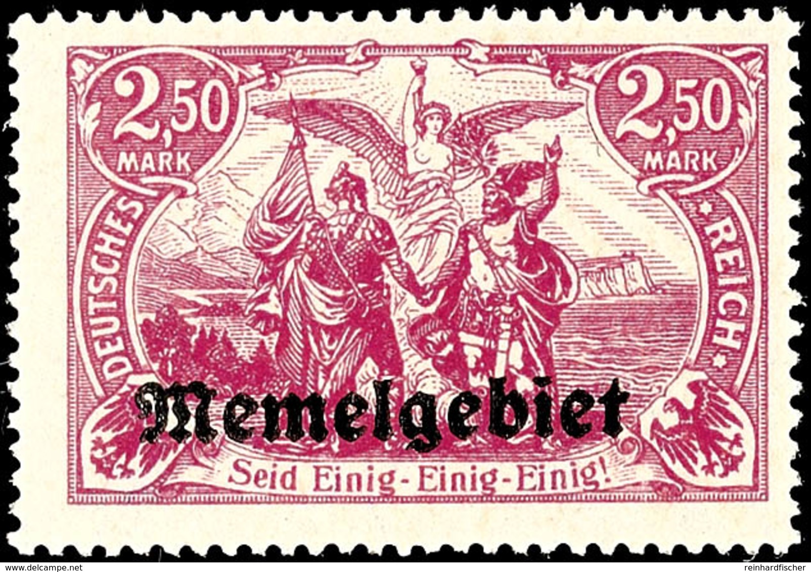 4042 2,50 Mark Deutsches Reich Mit  Aufdruck "Memelgebiet", Dunkelkarminlila, Tadellos Postfrisch, Signiert Richter Und  - Memelland 1923