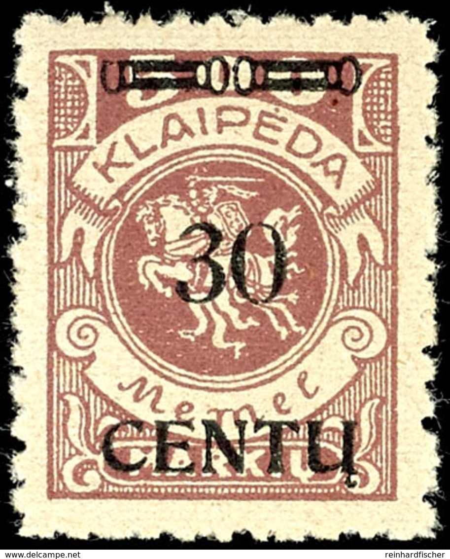 4059 30 C. Auf 500 M. Freimarke, Aufdruck In Type BIV, Tadellos Ungebraucht, Nur 4 Mal Im Bogen Vorkommend, Gepr. Dr. Pe - Klaipeda 1923