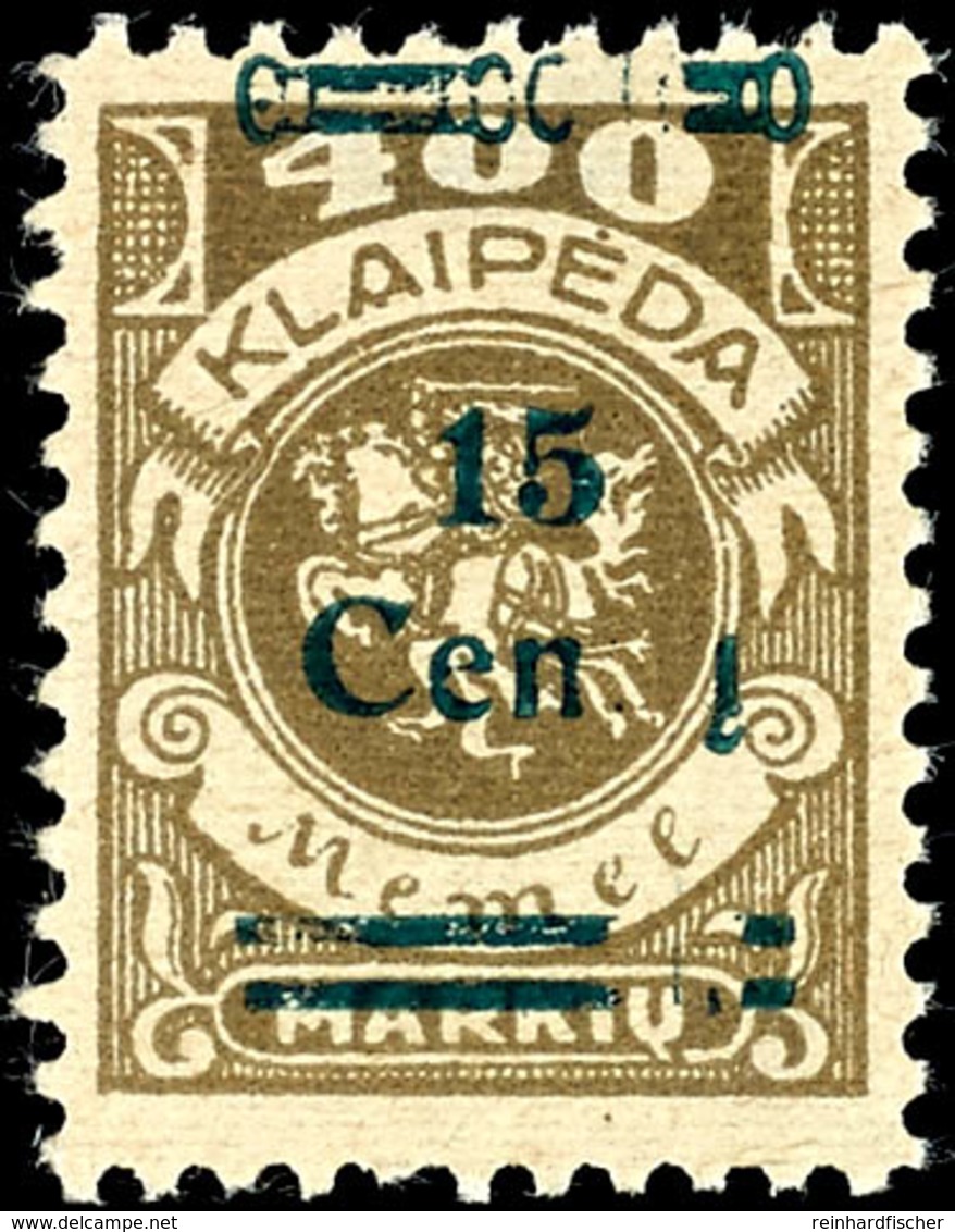 4069 15 C. Auf 400 Mark Freimarke, Aufdruckbesonderheit "teilweise Fehlender Aufdruck" - Vermutlich Durch Fremdkörperauf - Klaipeda 1923