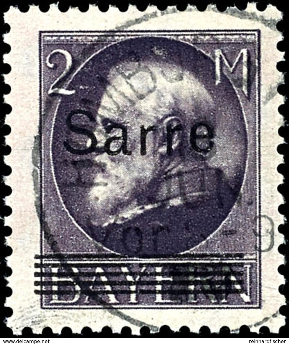 4098 2 Mark Bayern Schwarzgrauviolett Mit Aufdruck "Sarre", Gestempelt "Homburg Pfalz", Tadellose Erhaltung, Fotobefund  - Andere & Zonder Classificatie