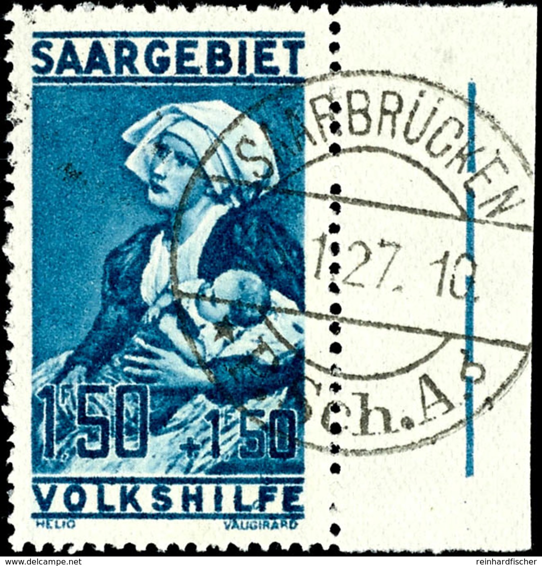 4122 1,50 + 1,50 Fr. Volkshilfe Mit Plattenfehler II Mit Rechtem Bogenrand, Sauber Gestempelt "SAARBRÜCKEN 13.1.27", Tad - Andere & Zonder Classificatie