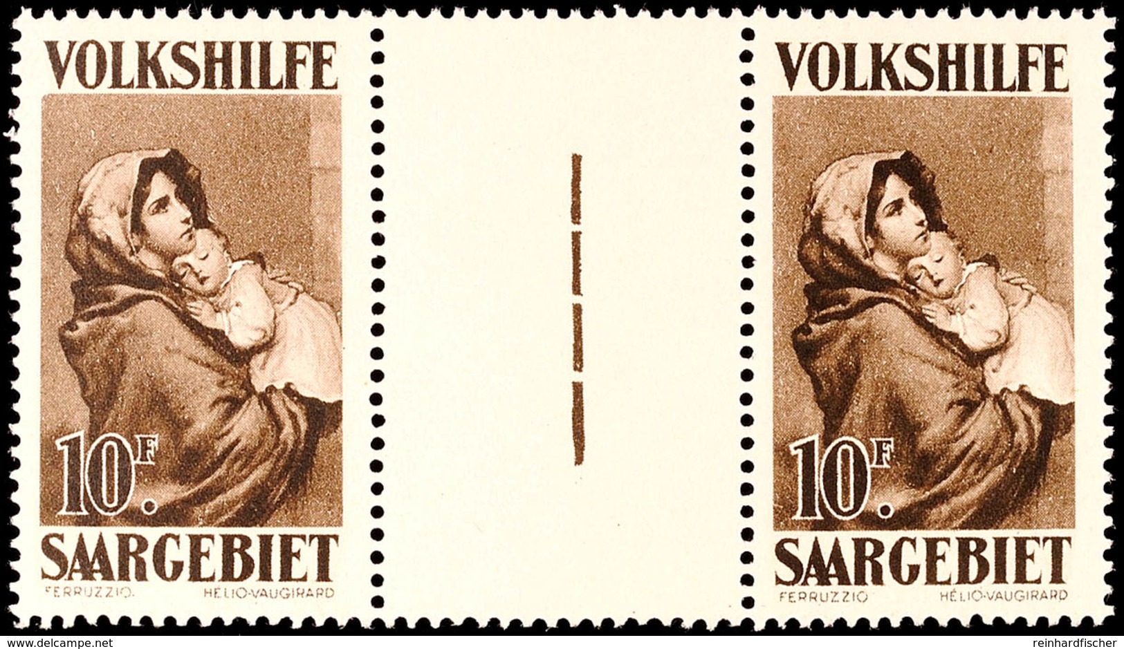 4132 10 Fr. Volkshilfe Als Waagerechtes Zwischenstegpaar Tadellos Postfrisch, Mi. 500.-, Katalog: 141ZW ** - Other & Unclassified