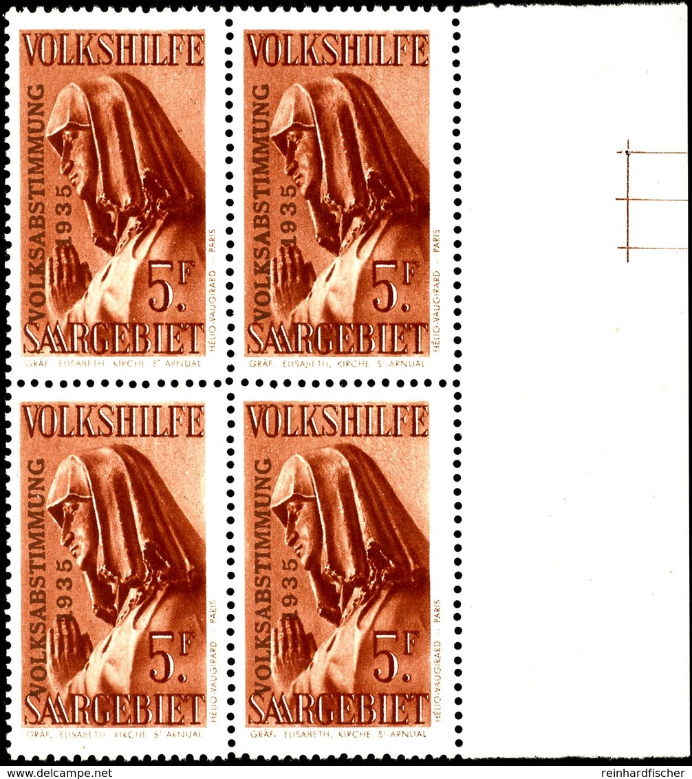 4164 40 Cent Bis 5 Fr. Volkshilfe 1934, Viererblocksatz, Mi.-Nr. 203 Fingerspuren Auf Der Gummierung, Sonst Tadellos Pos - Other & Unclassified