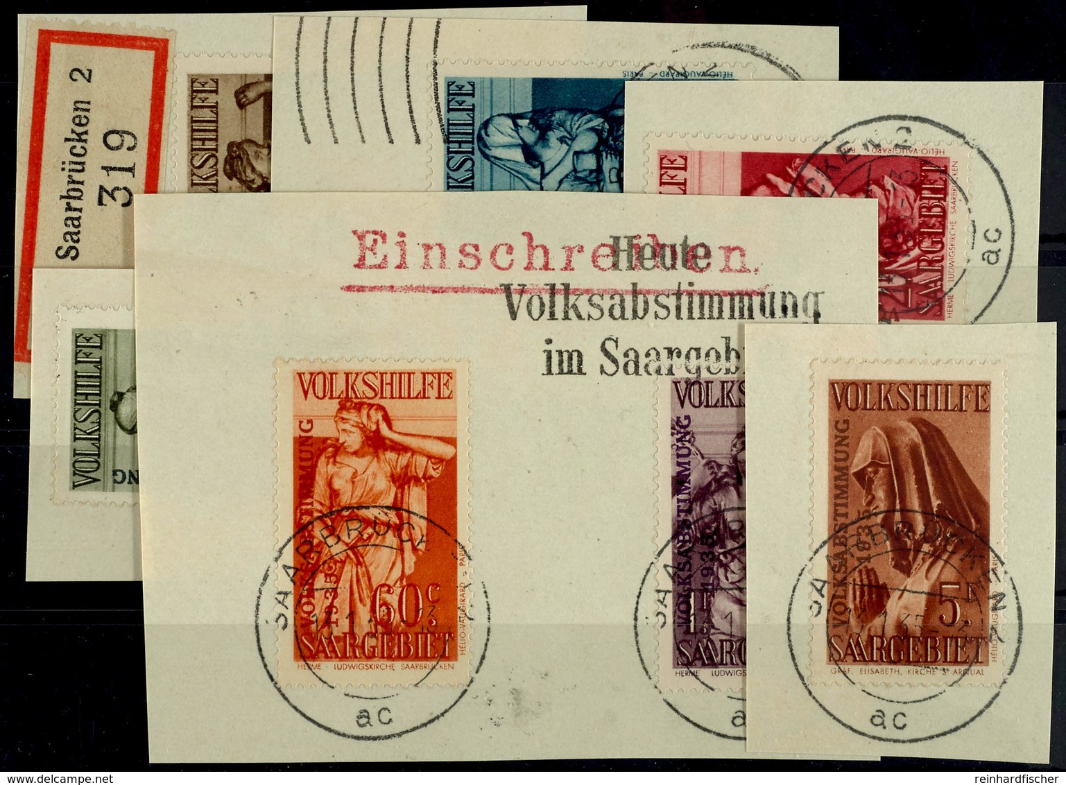 4165 1934, Volksabstimmung Kpl. A. Tadellosen Briefstücken, Gepr. Geigle BPP, Katalog: 199/205 BS - Sonstige & Ohne Zuordnung