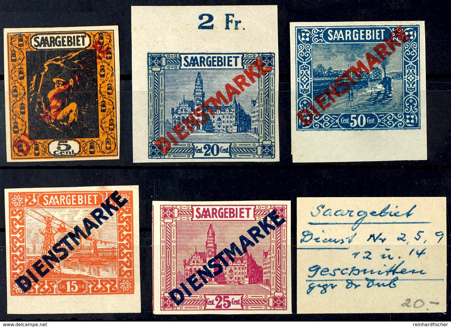 4225 5, 20, 50, 15 Und 25 C. Landschaftsbilder (Nr. 2, 5, 9, 12 Und 14), Je Ungezähnt, Ungebraucht, Dabei Randstücke Und - Sonstige & Ohne Zuordnung