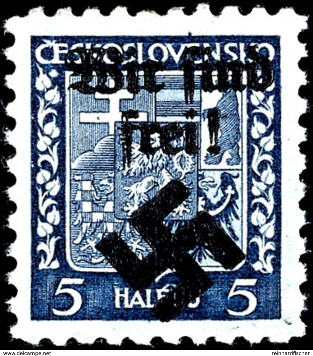 4259 5 Heller Freimarke Mit Aufdruck "Wir Sind Frei! + Hakenkreuz", Abart "doppelter Aufdruck", Tadellos Postfrisch, Fot - Other & Unclassified