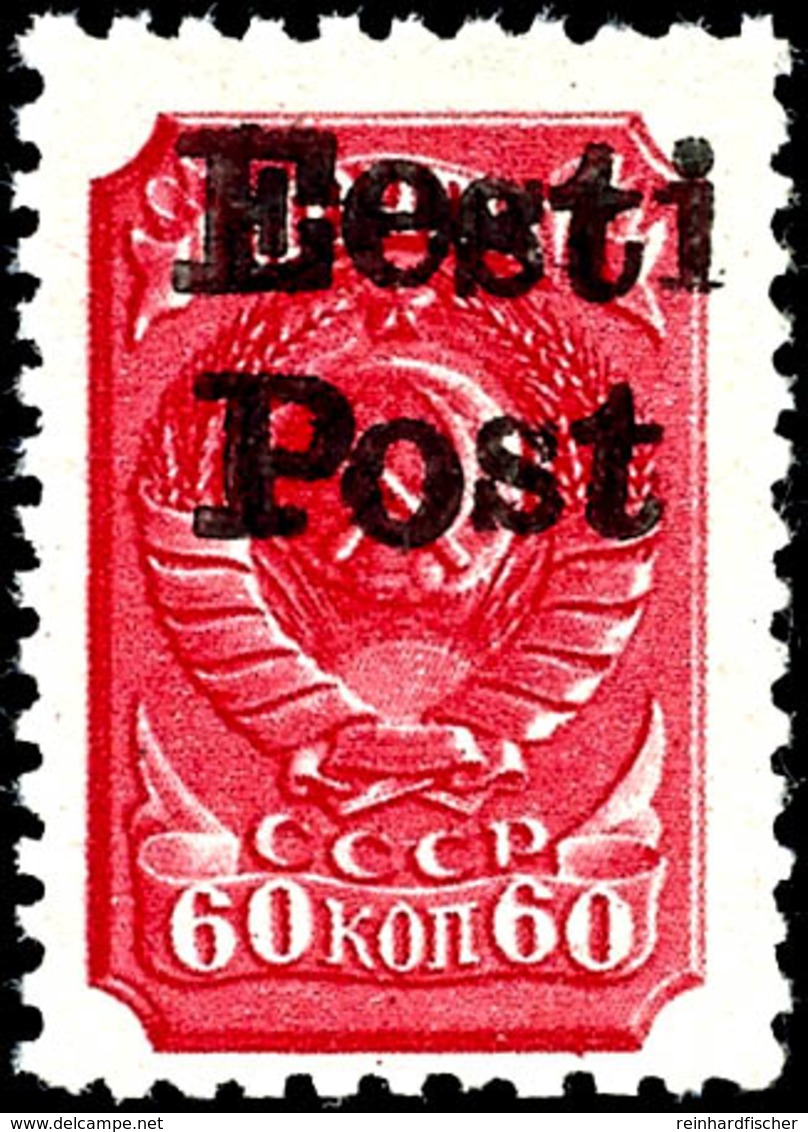 4278 60 Kop. Freimarke Mit Handstempel-Aufdruck "Eesti Post", Tadellos Postfrisch, Auflage Nur 200 Exemplare, Gepr. Pick - Sonstige & Ohne Zuordnung