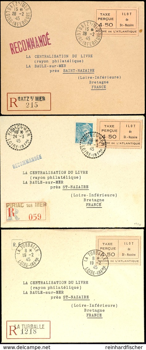 4358 1944, 4,50 Fr. Gebührenzettel In Type I, II Und III, Je Als Frankatur Auf R-Brief, Tadellose Erhaltung, Mi. 900.-,  - Other & Unclassified