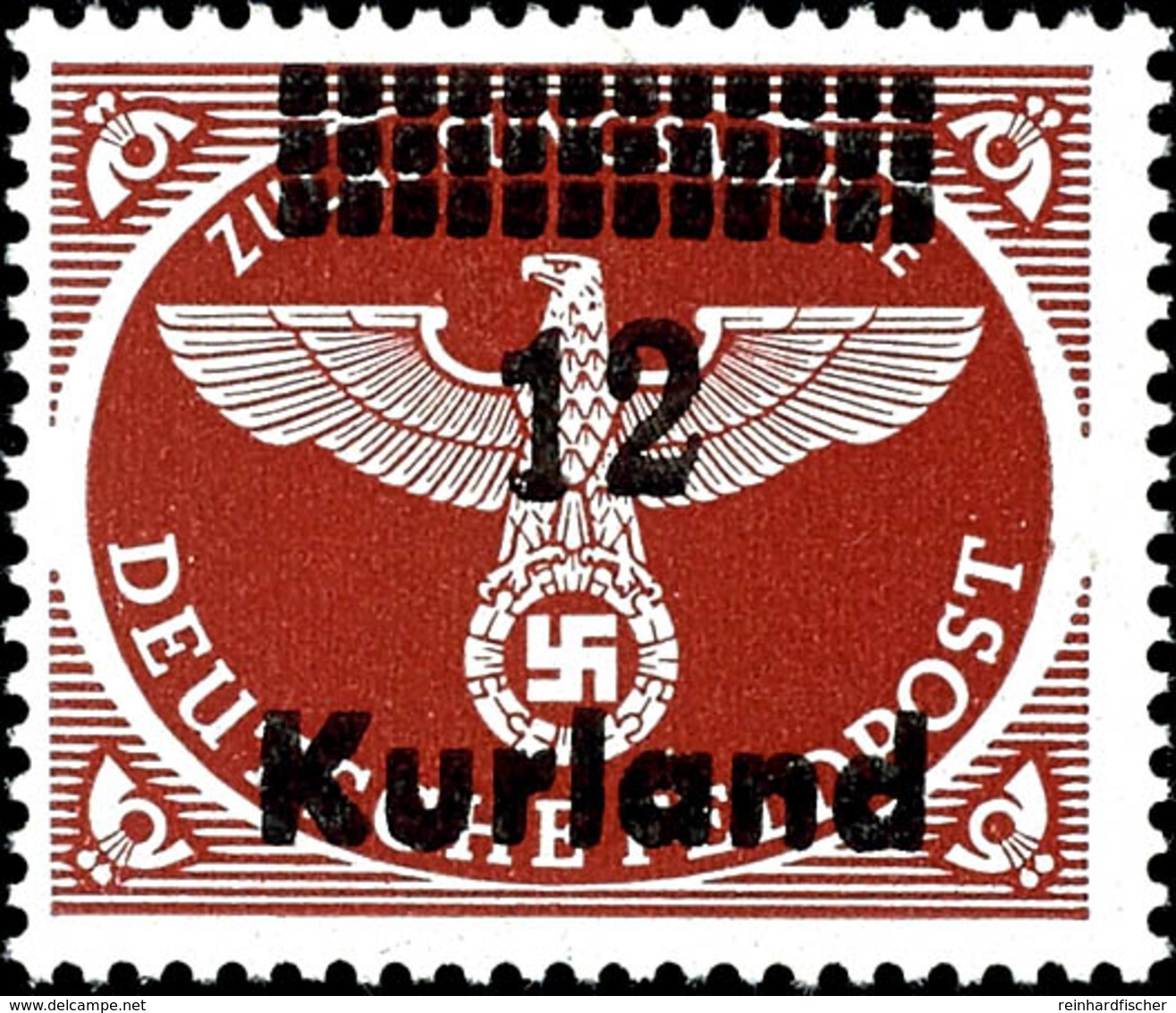 4390 12 Auf Feldpostpäckchenzulassungsmarke, Gezähnt, Senkrechte Gummiriffelung, Aufdruckfehler IV, Tadellos Postfrisch, - Andere & Zonder Classificatie