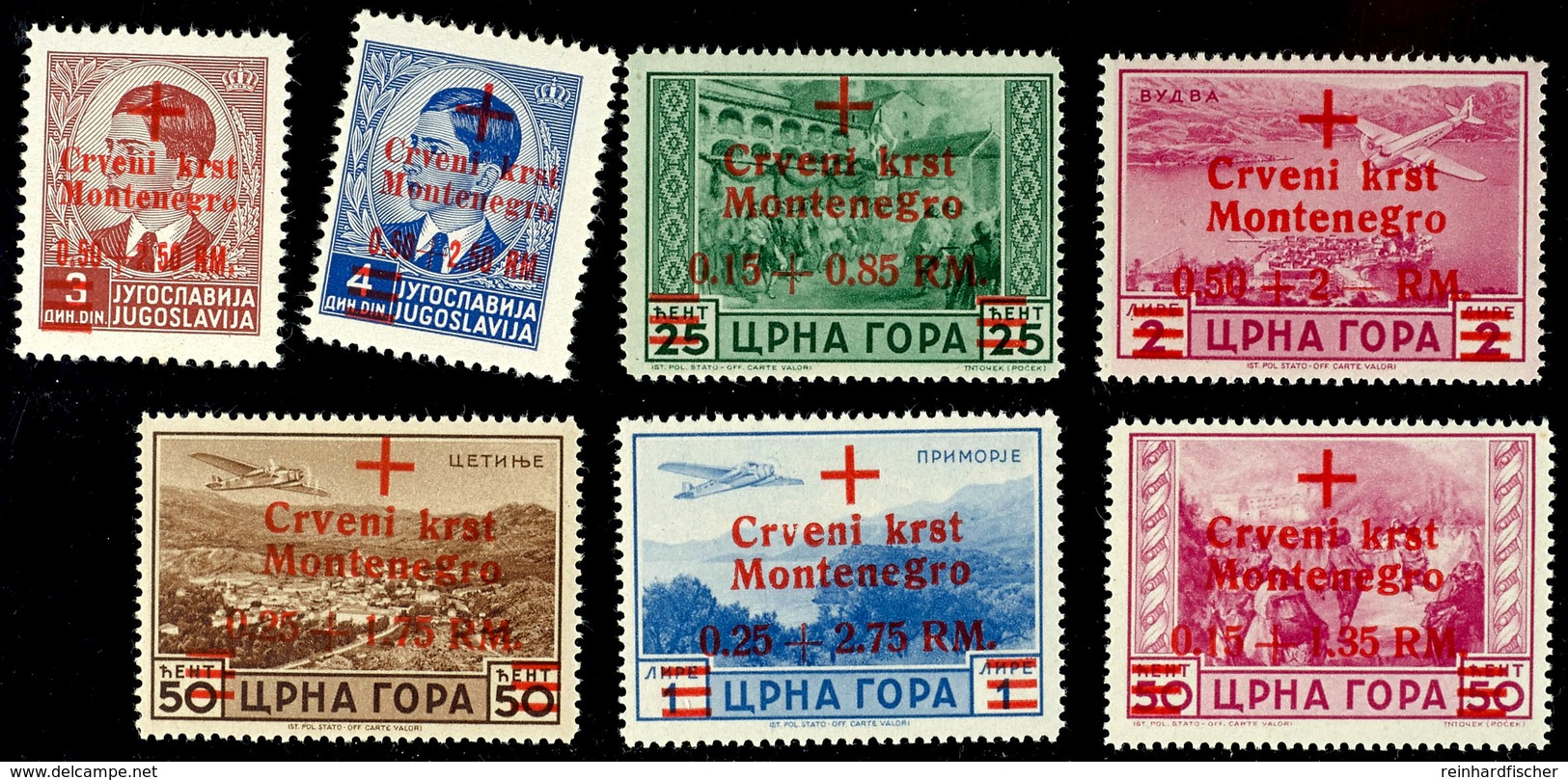 4444 Kpl. Satz Tadellos Postfrisch, Davon Drei Werte Gepr. Brunel BPP, Mi. 350,--, Katalog: 29/35 ** - Duitse Bez.: Montenegro