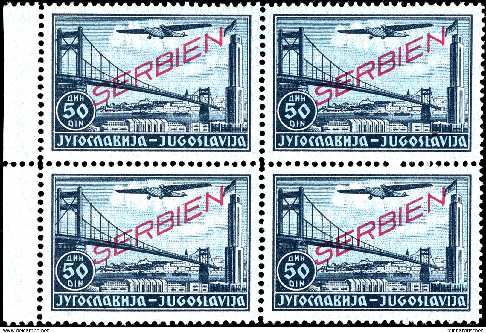 4459 0,50 D. - 50 D. Flugpost, Komplett In Postfrischen 4er  - Blocks, Alle Vom Bogenrand, Mi. 1.200.-, Katalog: 16/25 * - Andere & Zonder Classificatie