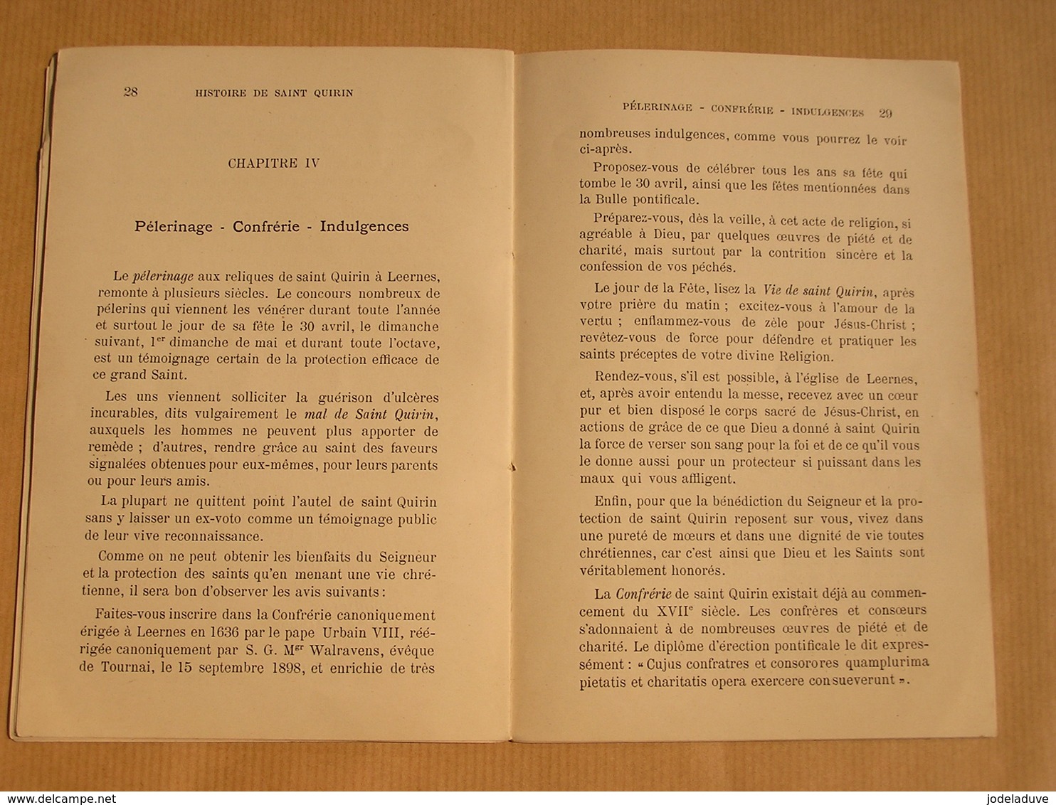 HISTOIRE DE SAINT QUIRIN Spécialement Honoré en l'Eglise de Leernes 1898 Régionalisme Hainaut Religion Prière Pélerinage