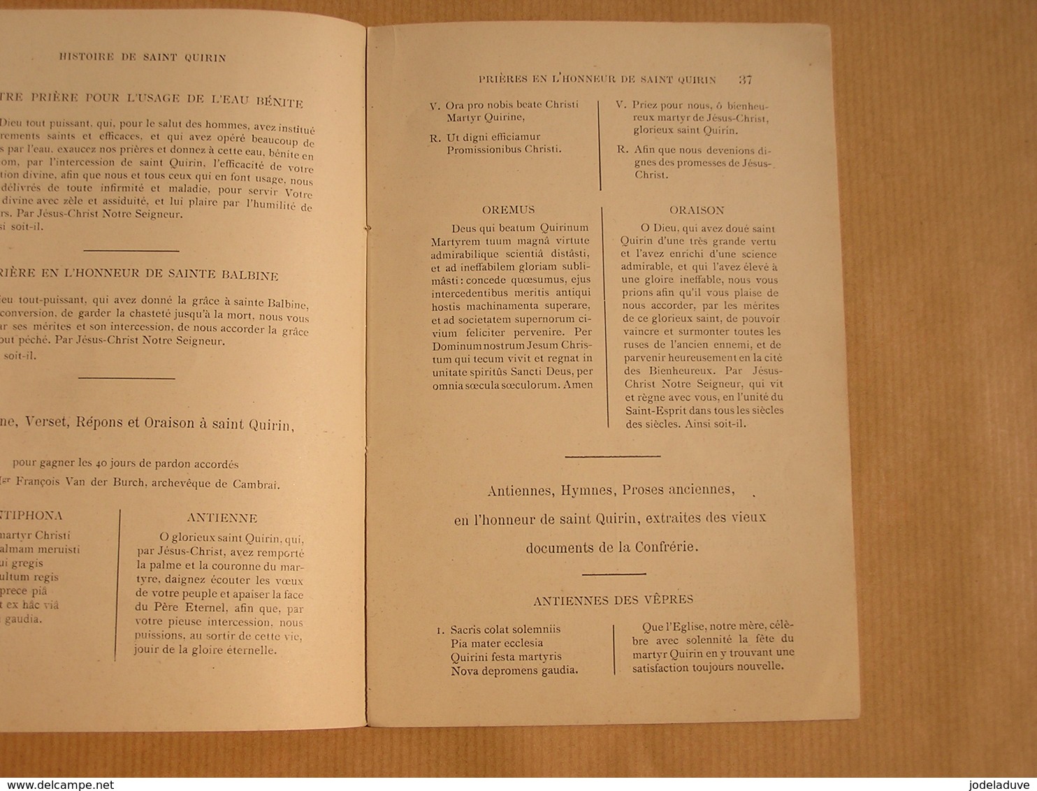 HISTOIRE DE SAINT QUIRIN Spécialement Honoré en l'Eglise de Leernes 1898 Régionalisme Hainaut Religion Prière Pélerinage