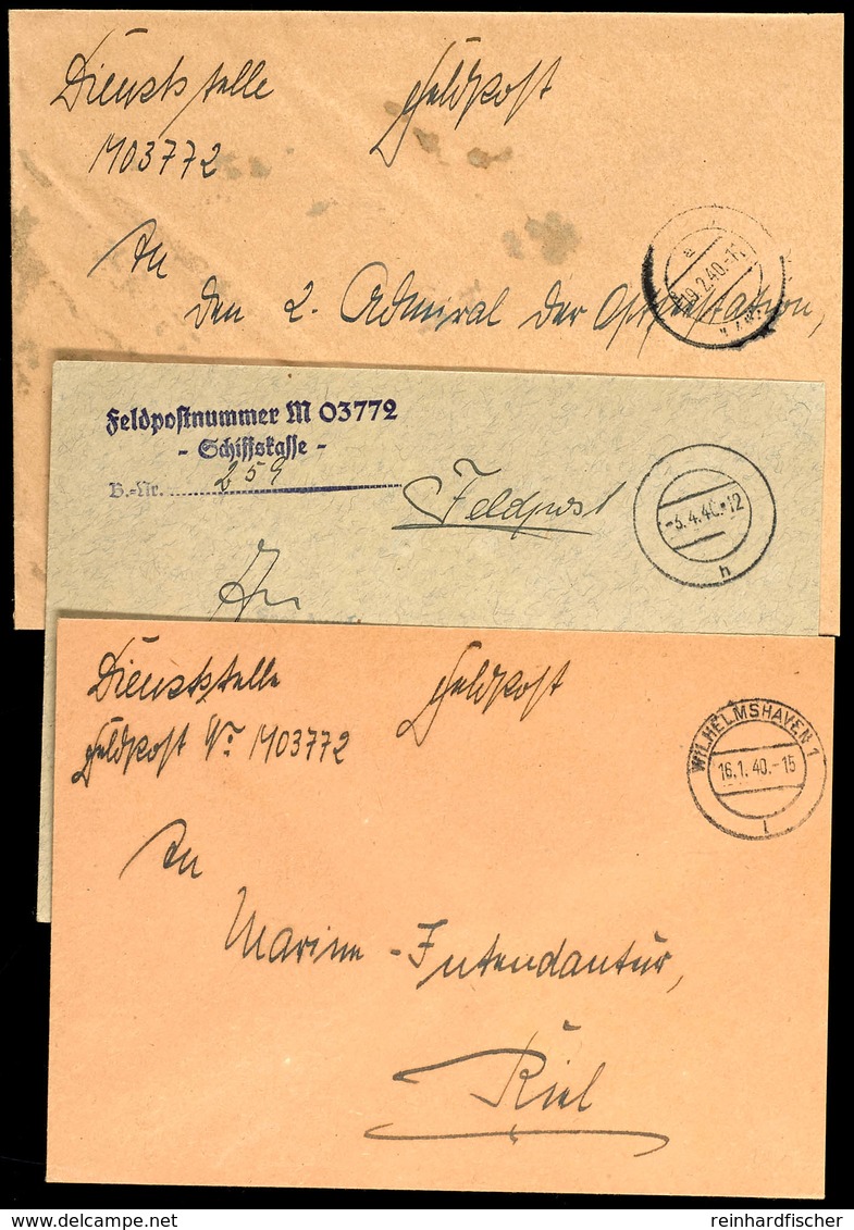 4564 1940, 3 Feldpost-Dienstbriefe Mit Handschriftlicher Angabe Der Feldpost-Nr. Bzw. Mit Dienst-Stpl. Feldpost-Nr. M 03 - Andere & Zonder Classificatie