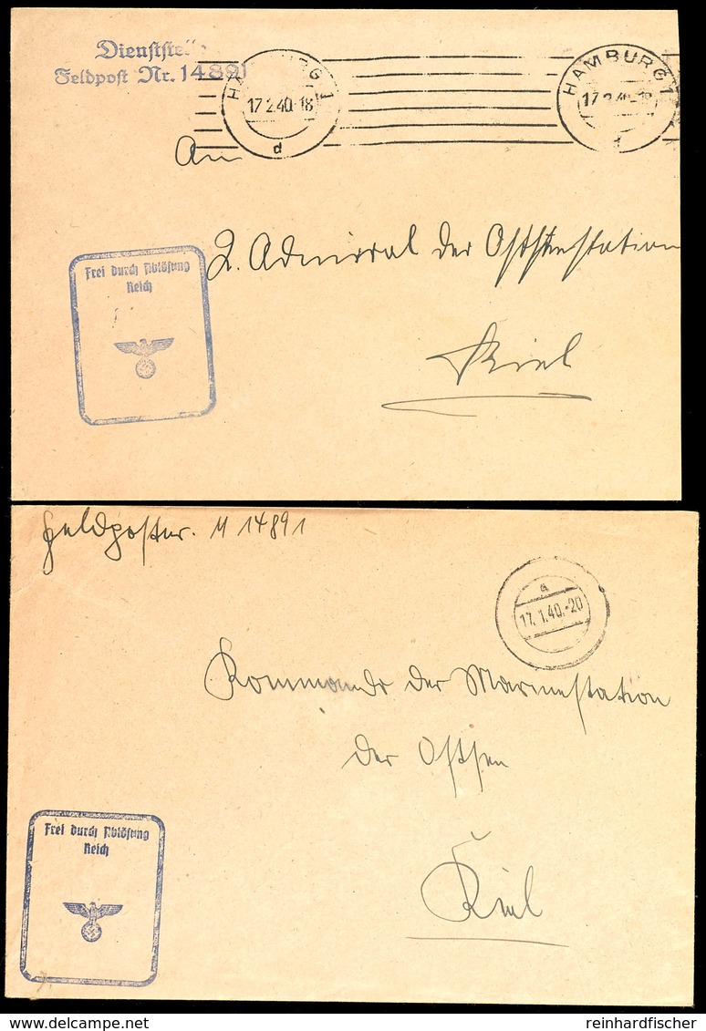 4565 1940, 3 Feldpost-Dienstbriefe Von Januar Bis Mai 1940  Mit Stpl. "Frei Durch Ablösung Reich" Und Handschriftlicher  - Andere & Zonder Classificatie