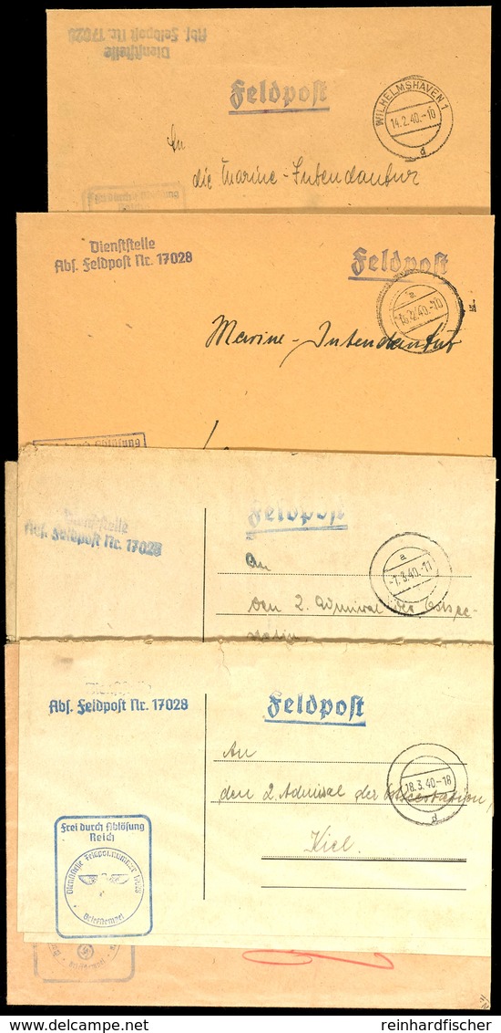 4569 1940, 5 Feldpost-Dienstbriefe Mit Der Feldpost-Nr. 17028 = Torpedoboot "Leopard", Gute Erhaltung  BF - Other & Unclassified